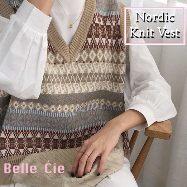 Knit/ノルディック柄ニットベスト ST/No.27447 – Belle Ćie