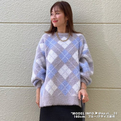 Knit/アーガイル柄ニットトップス ST/No.22040