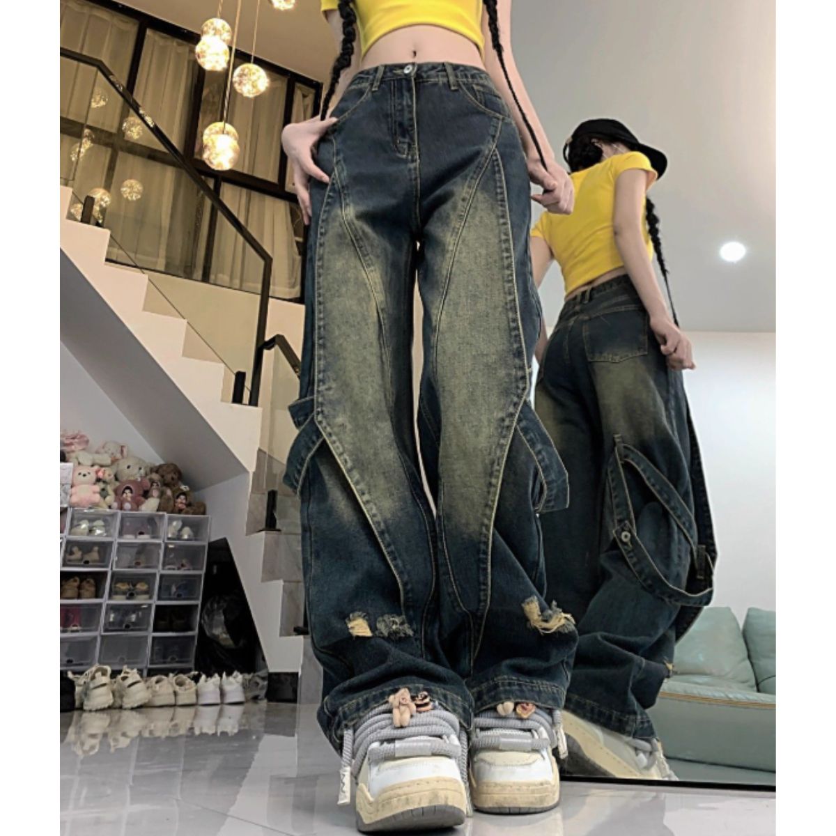 Pants/レッグベルトデニムロングパンツ ST/No.22077