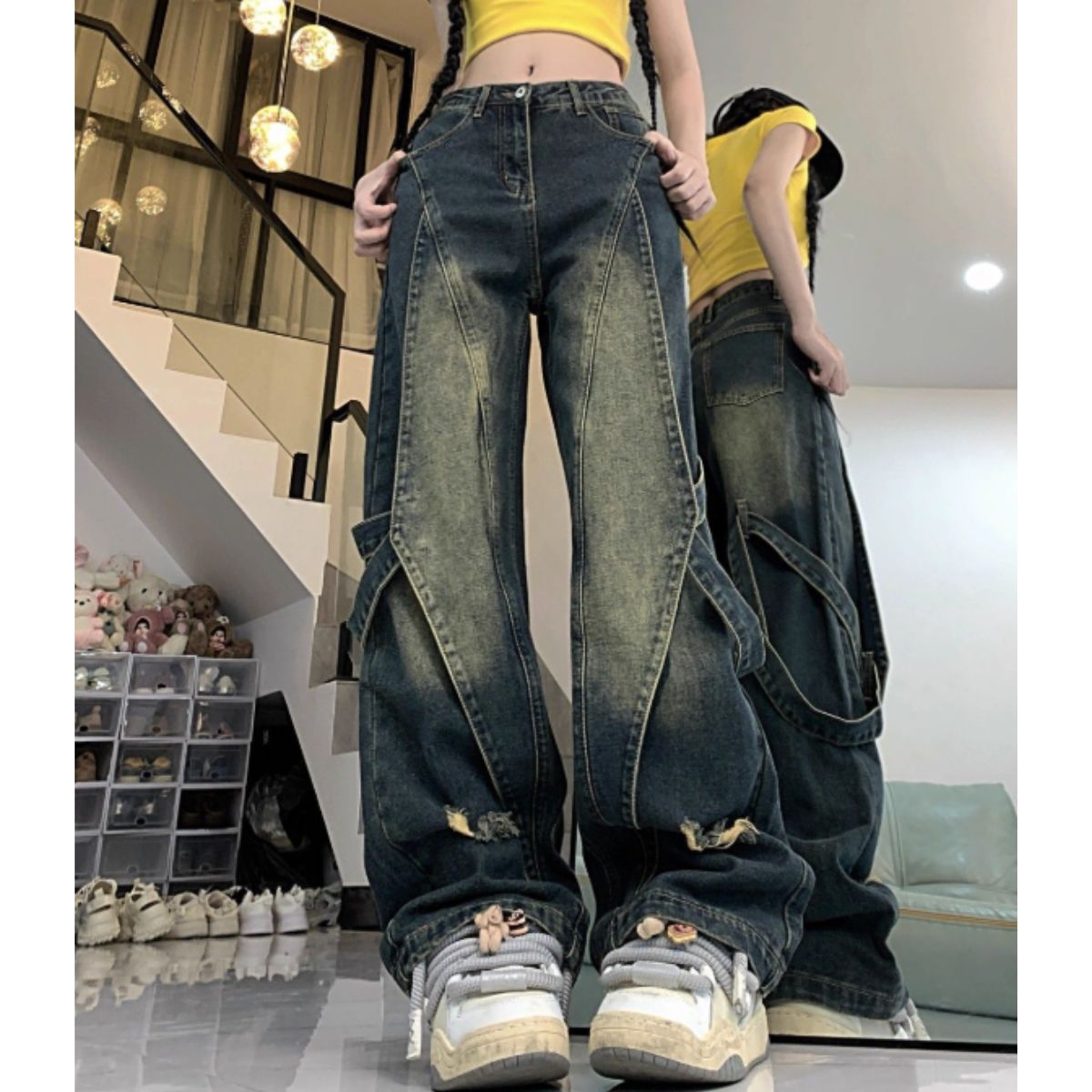 Pants/レッグベルトデニムロングパンツ ST/No.22077