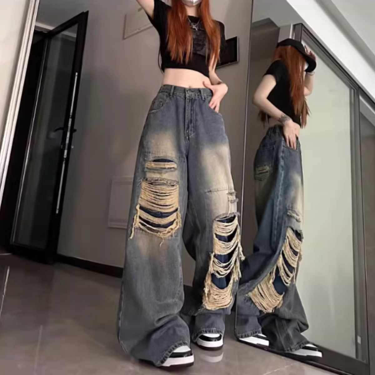 Pants/ダメージデニムワイドパンツ ST/No.27983