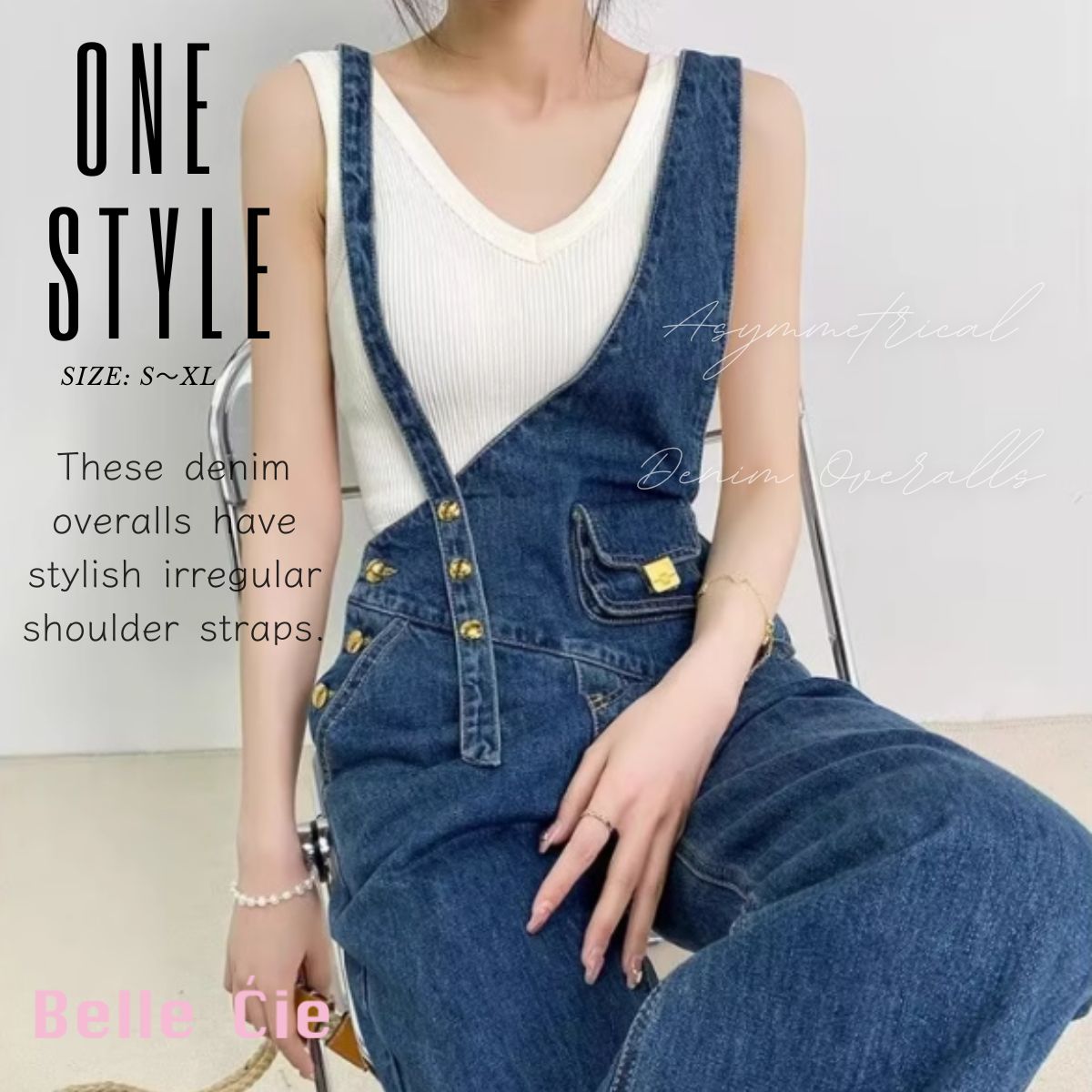 Overalls/アシメショルダーデニムサロペット ST/No.27999