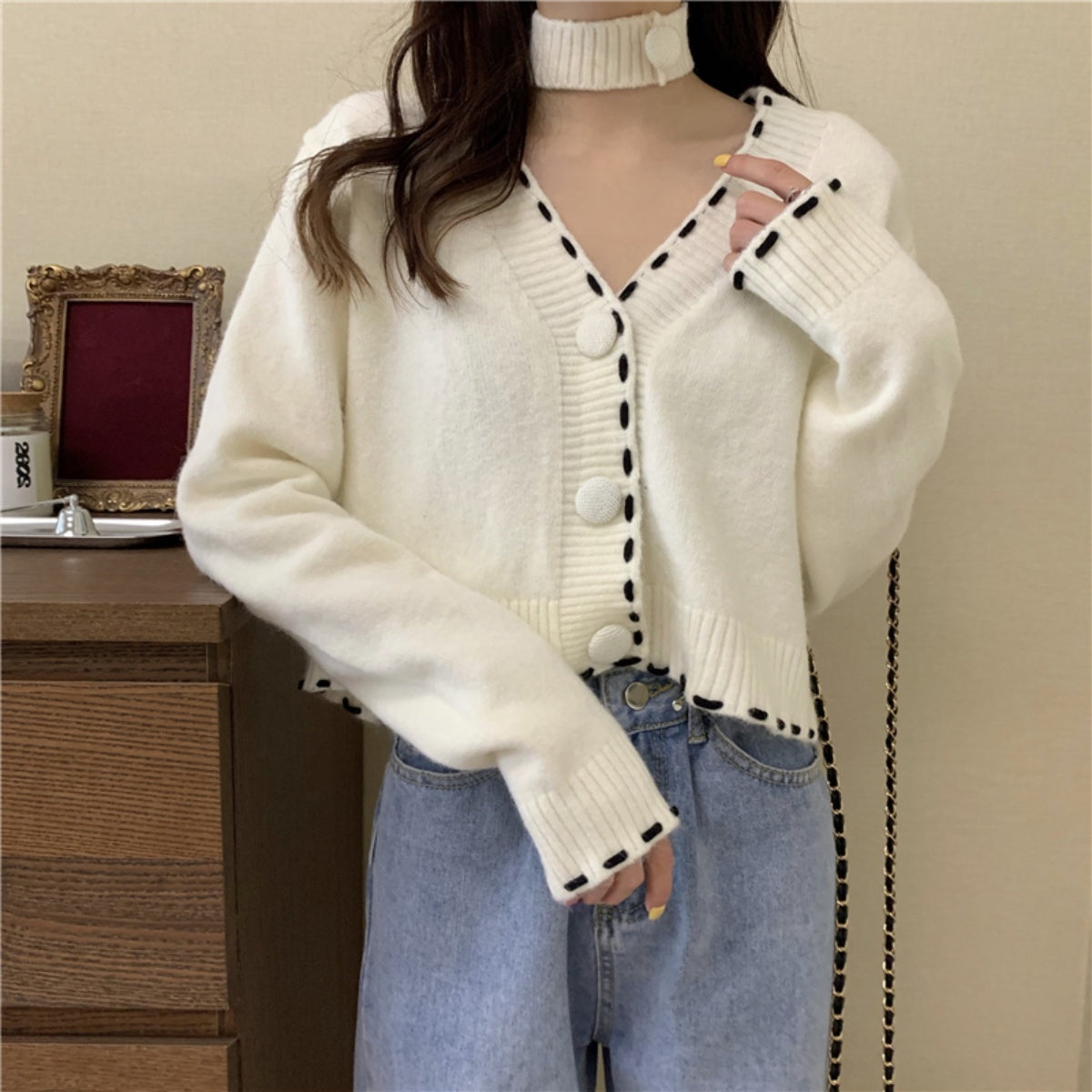 Knit/ ニットVネックカーデトップス ST/No.27233