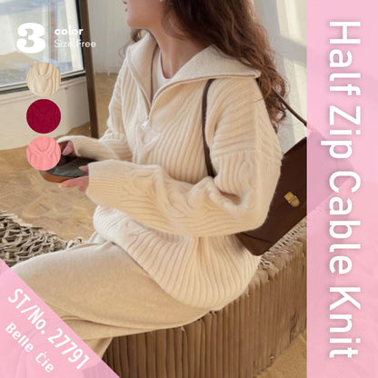 Knit/ハーフジップケーブルニット ST/No.27791