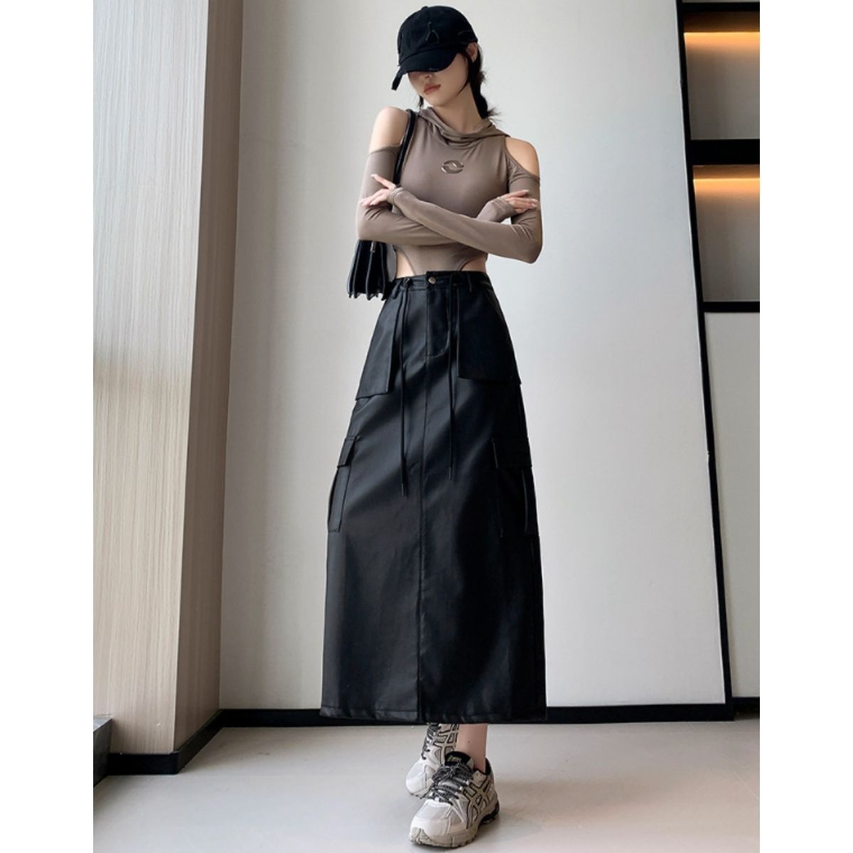 Skirt/フェイクレザーカーゴスカート ST/No.27821