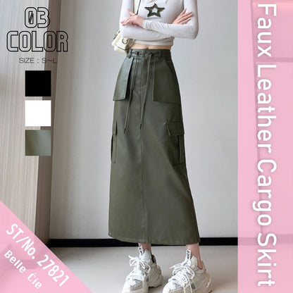 Skirt/フェイクレザーカーゴスカート ST/No.27821