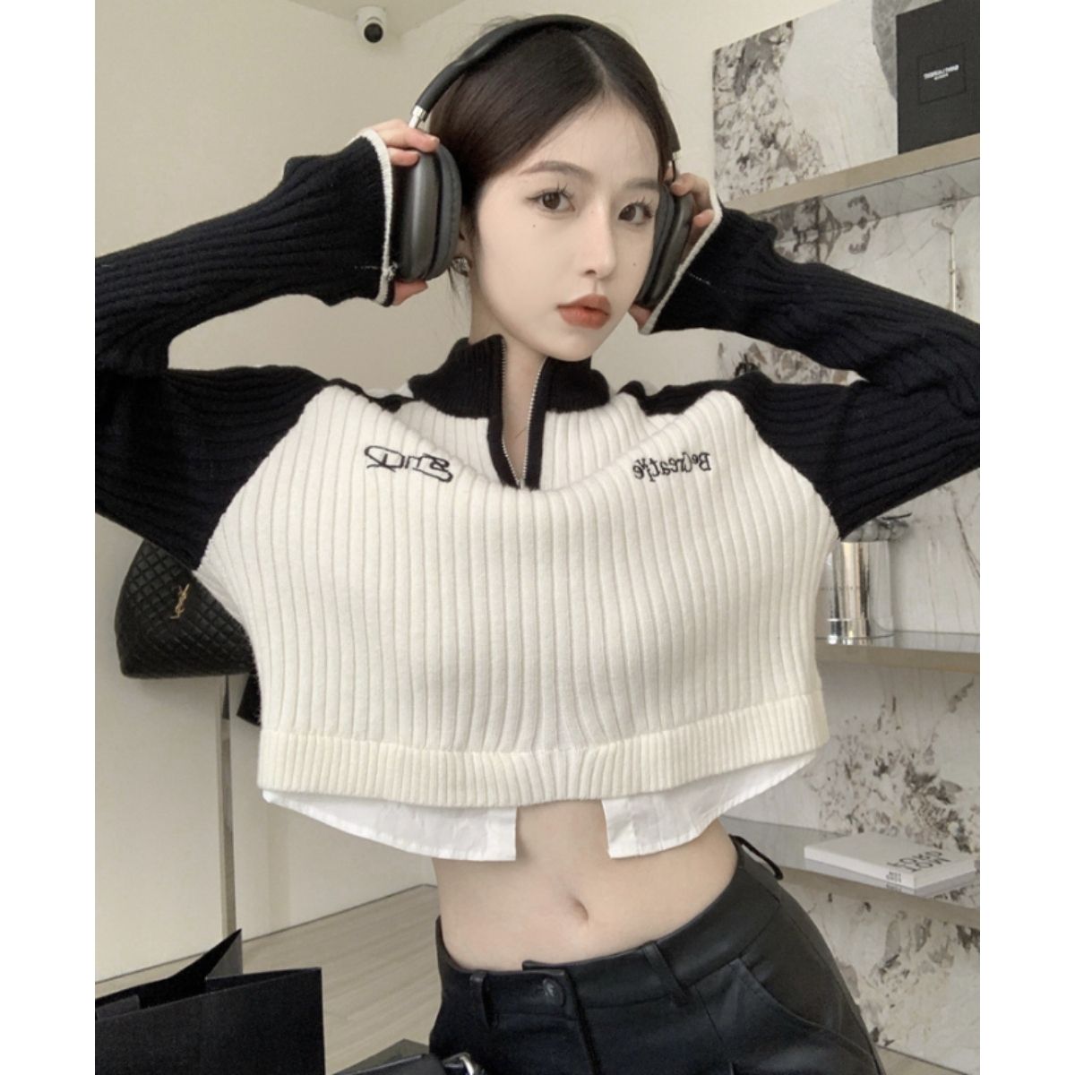 Knit/フェイクレイヤードリブニット ST/No.27846