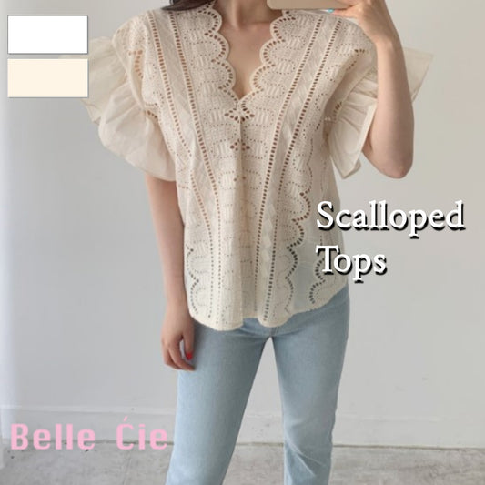 Blouse/スカラップ刺繍ブラウス ST/No.27480