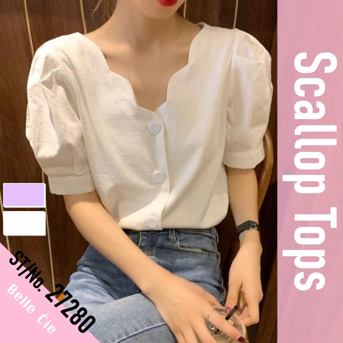 Tops/ スカラップ ブラウスシャツ ST/No.27280